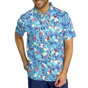 William Murray Golf Surfs Up Blue Grotto S/S Polo Size‎ L * New Sealed *